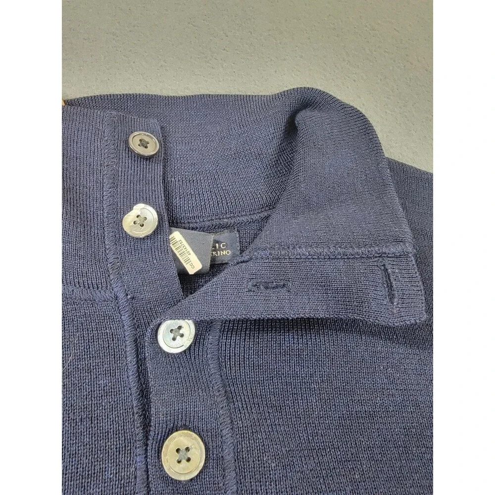 Banana Republic Sweater Mens Large‎ Blue Merino Wool Elbow Patch Pullover Knit